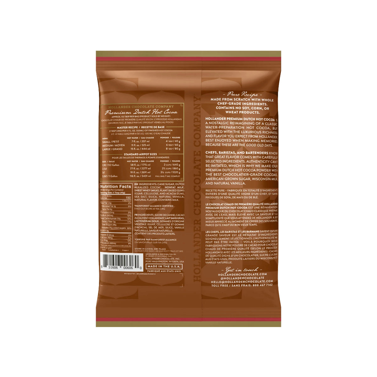 Hollander Premium Dutched Hot Cocoa – 2.5 lb Bags
