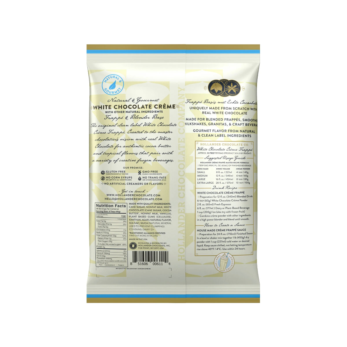 Hollander White Chocolate Crème Frappe (Powder)