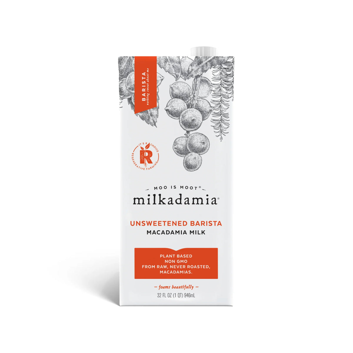 Milkadamia Barista Unsweetened Macadamia Milk (32 fl oz / 946ml)