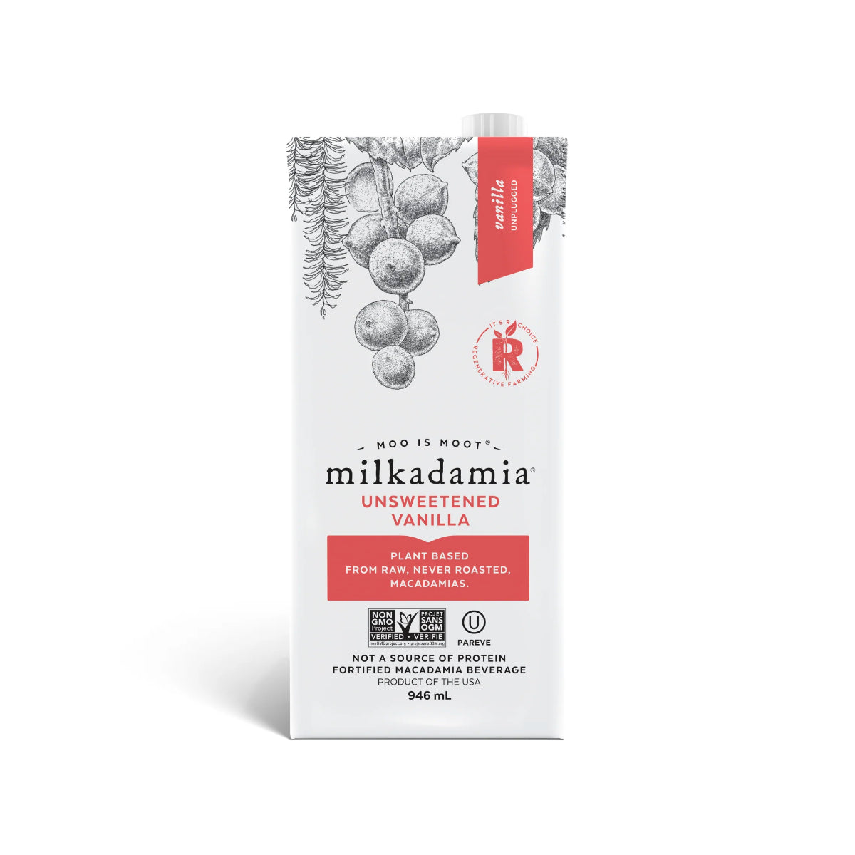 Milkadamia Unsweetened Vanilla Macadamia Milk (32 fl oz / 946ml)