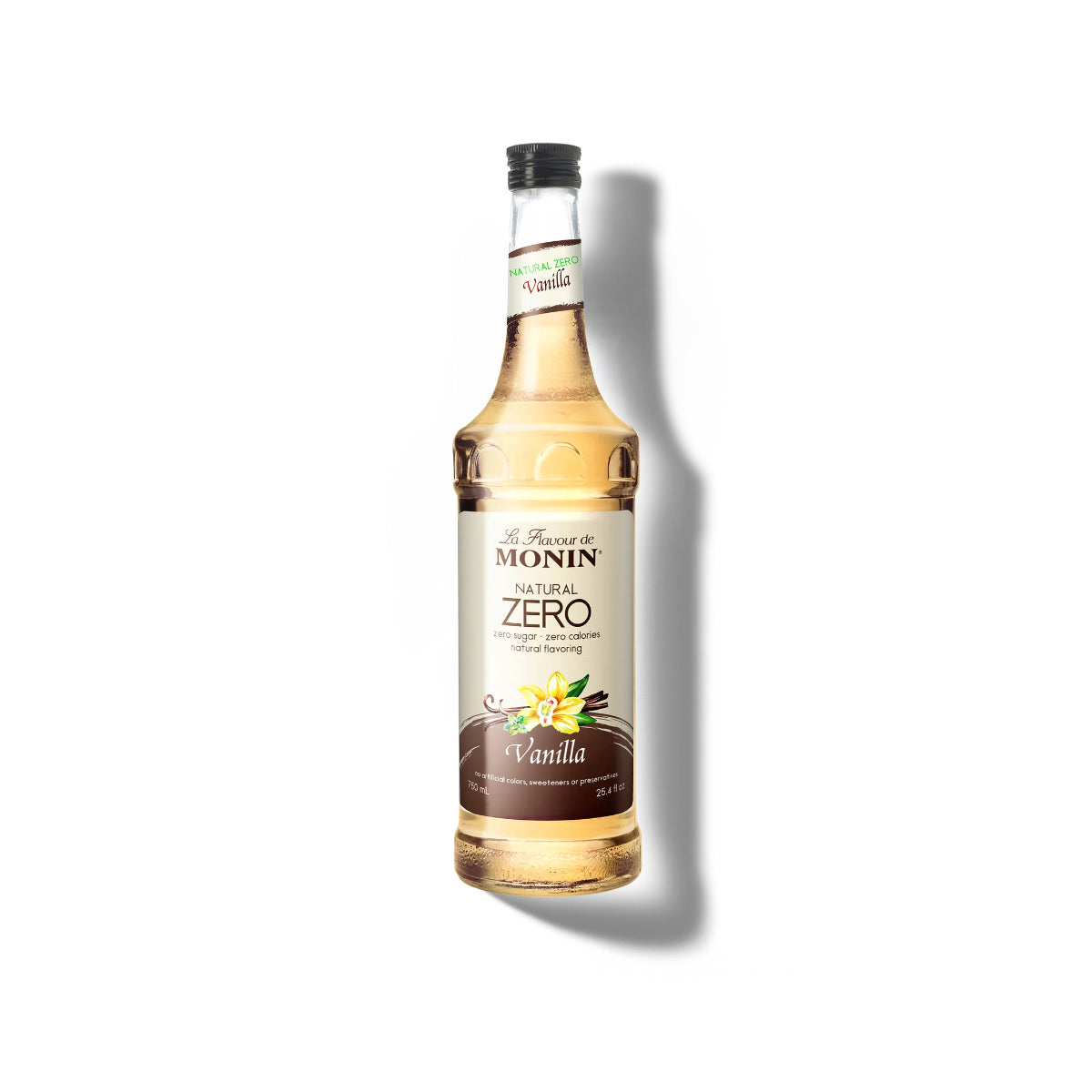 Monin Natural Zero Vanilla Syrup 750ml Glass Bottle
