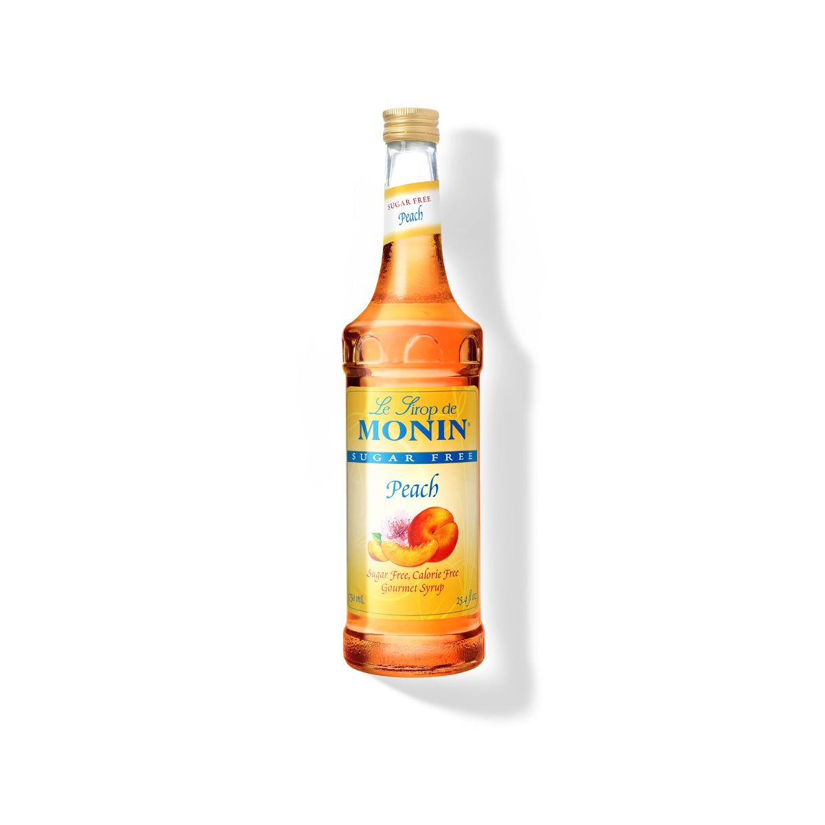 Monin Sugar Free Peach Syrup 750ml Glass Bottle