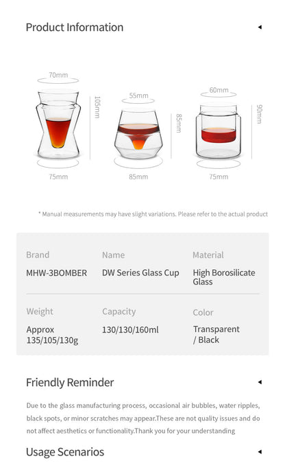 MHW-3BOMBER DW Series Glass Cup (Transparent)