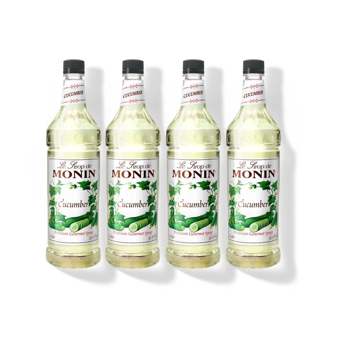 Monin Cucumber Syrup 1L Plastic Bottle (Pack of 4)
