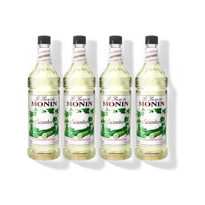 Monin Cucumber Syrup 1L Plastic Bottle (Pack of 4)