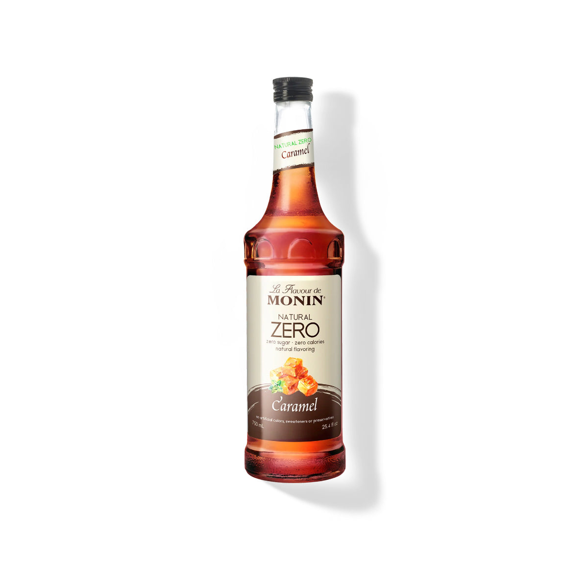 Monin Natural Zero Caramel Syrup 750ml Glass Bottle