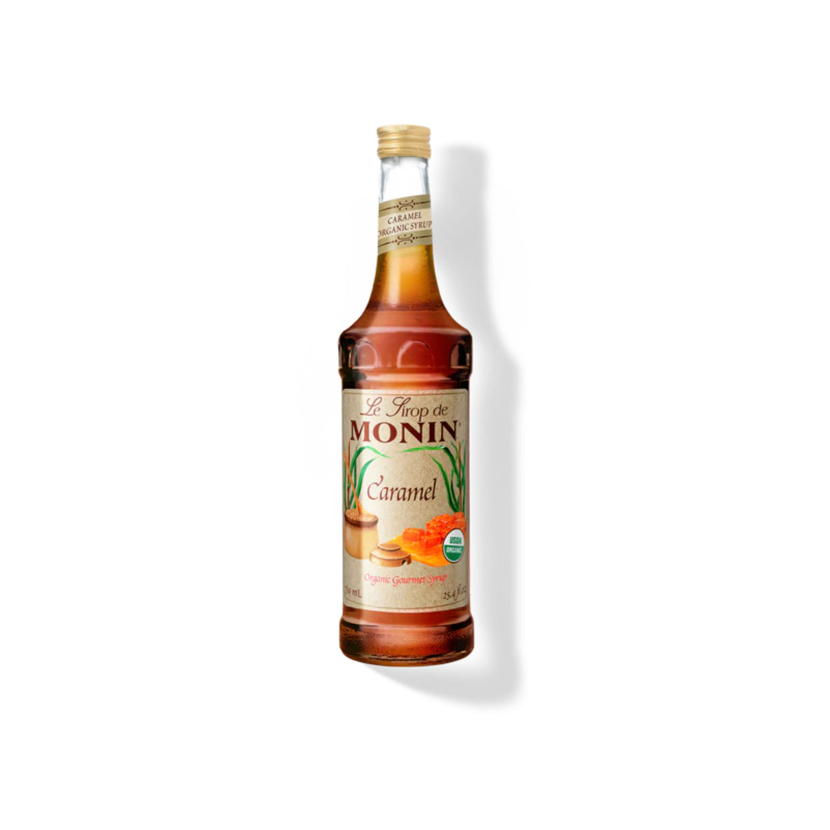 Monin Organic Caramel Syrup 750ml Glass Bottle