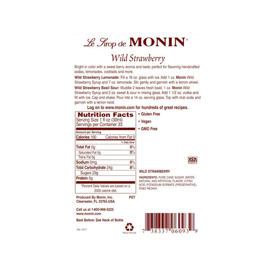 Monin Wild Strawberry1LLabel - The Kitchen Barista 